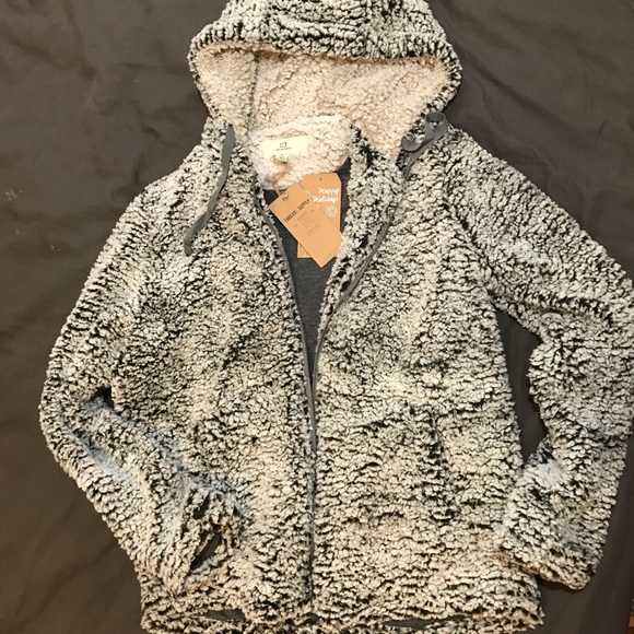 Thread supply sherpa wubby zip up jacket charcoal - Picture 2 of 6